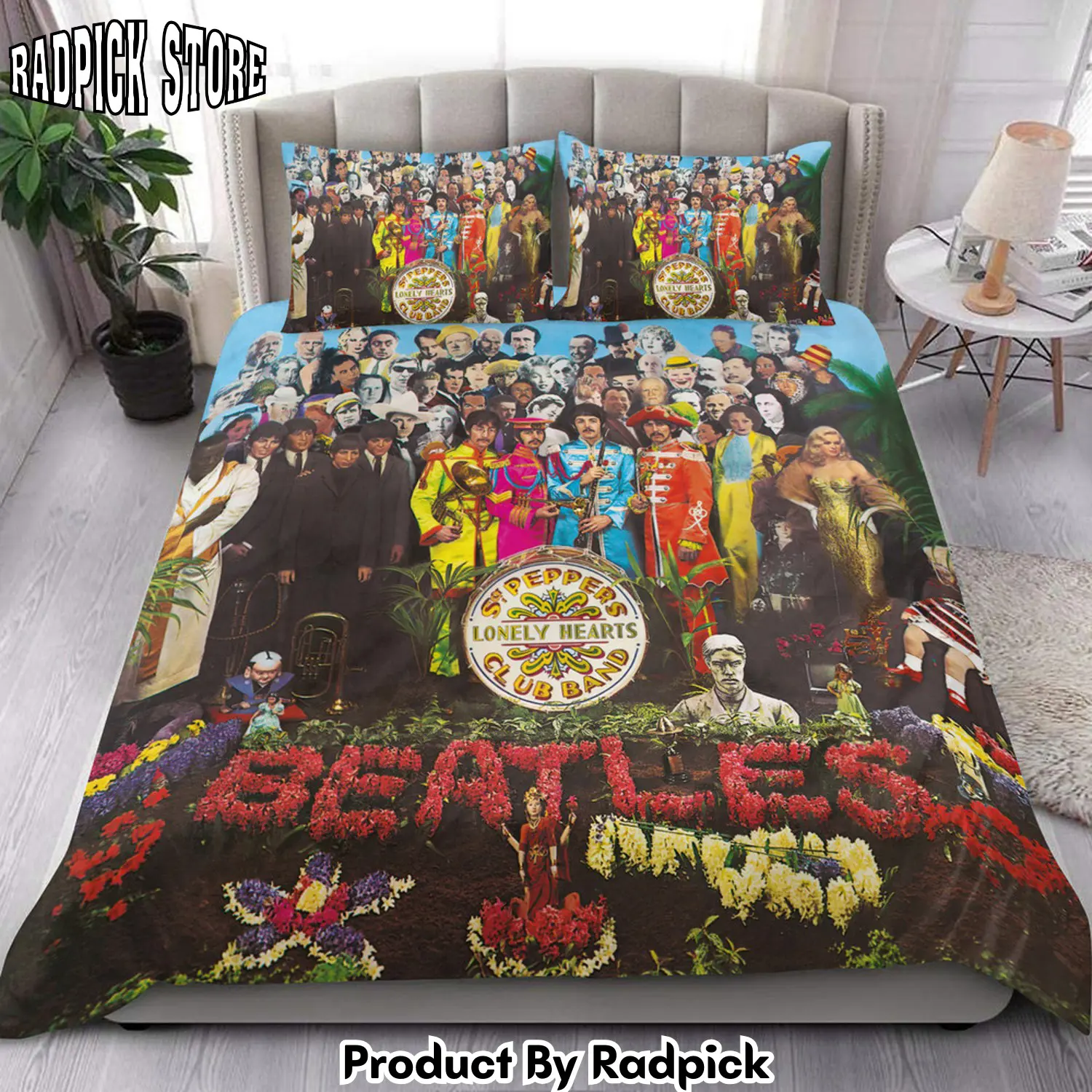 Radpick the beatles pepper lonely heart all over printed bedding set q160203 rp3271386